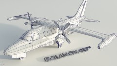 EQUINOX-3D Mitsubishi MU2 twin turboprop airplane 3D CAD rendering photorealism